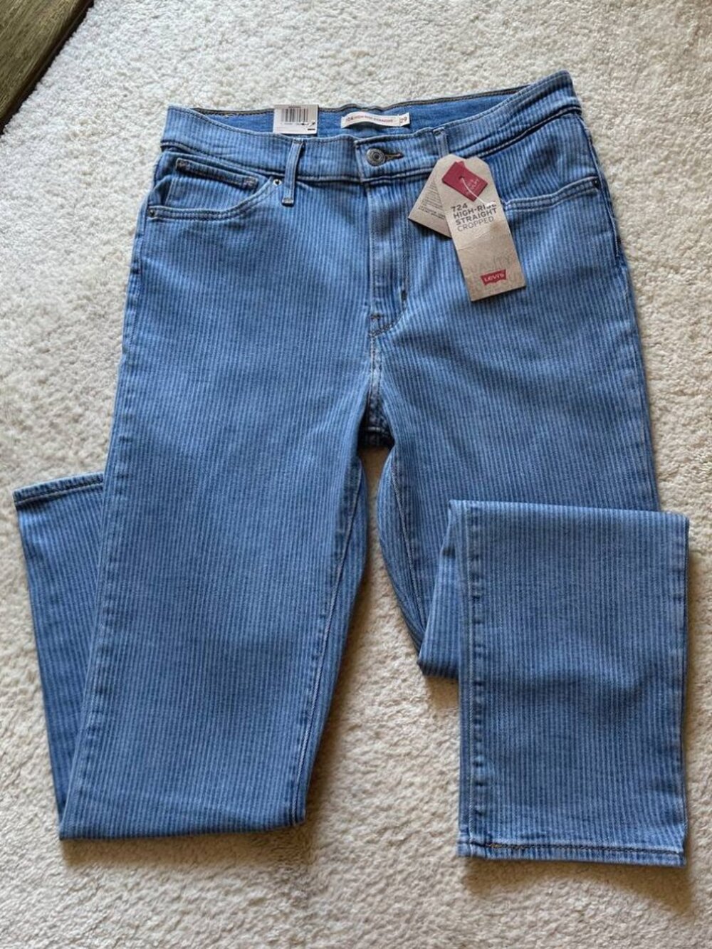 NWT Levi’s 724 High Rise Slim Straight Striped Cropped Women’s Jeans Size 29